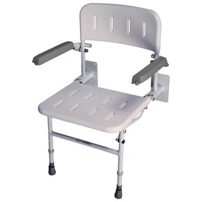 Folding, wall mounted shwr seat